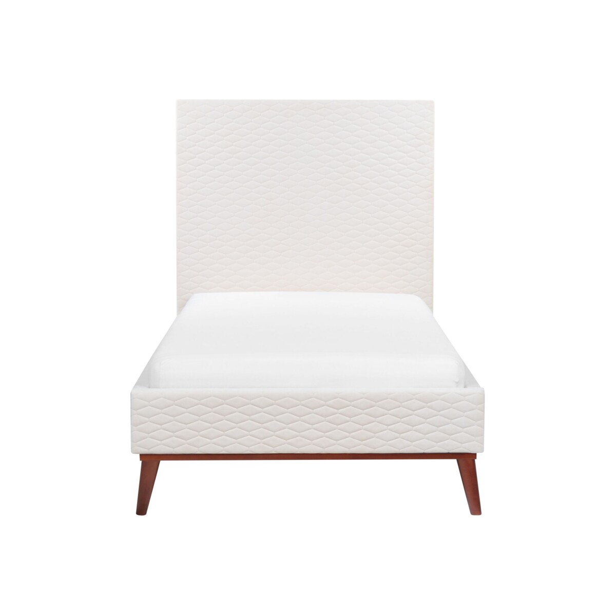 Łóżko welurowe 90 x 200 cm złamana biel BAYONNE