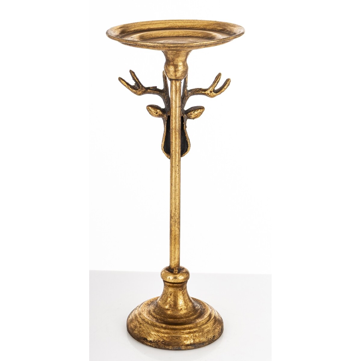 Świecznik metalowy złoty z reniferem 29,5x12x12 cm RENI