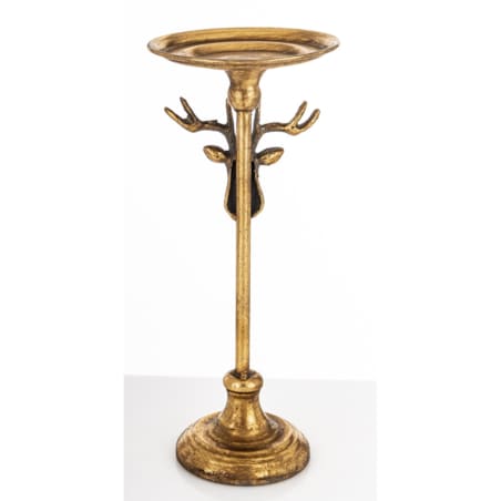 Świecznik metalowy złoty z reniferem 29,5x12x12 cm RENI