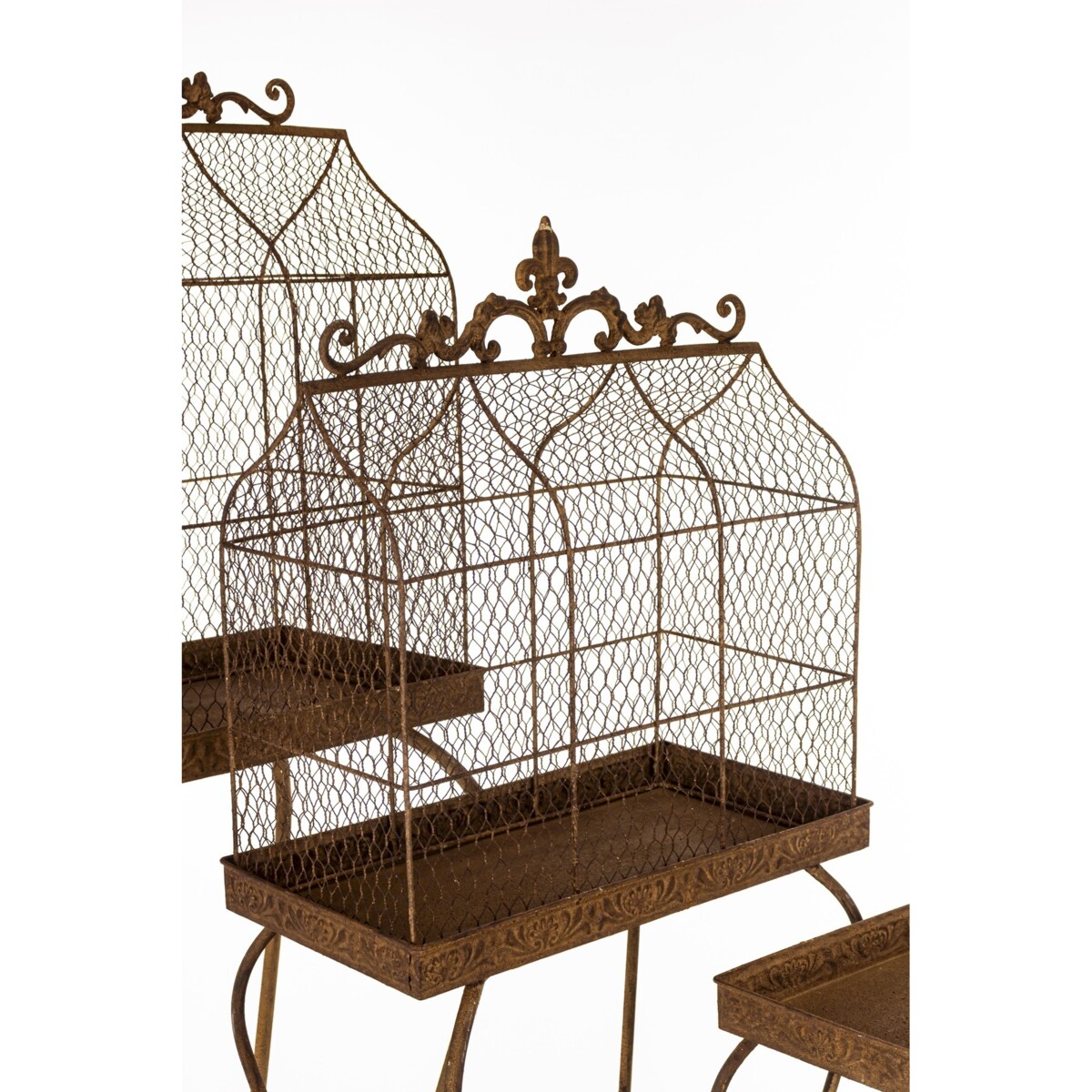 Klatki dekoracyjne metalowe 3 sztuki na stelażu