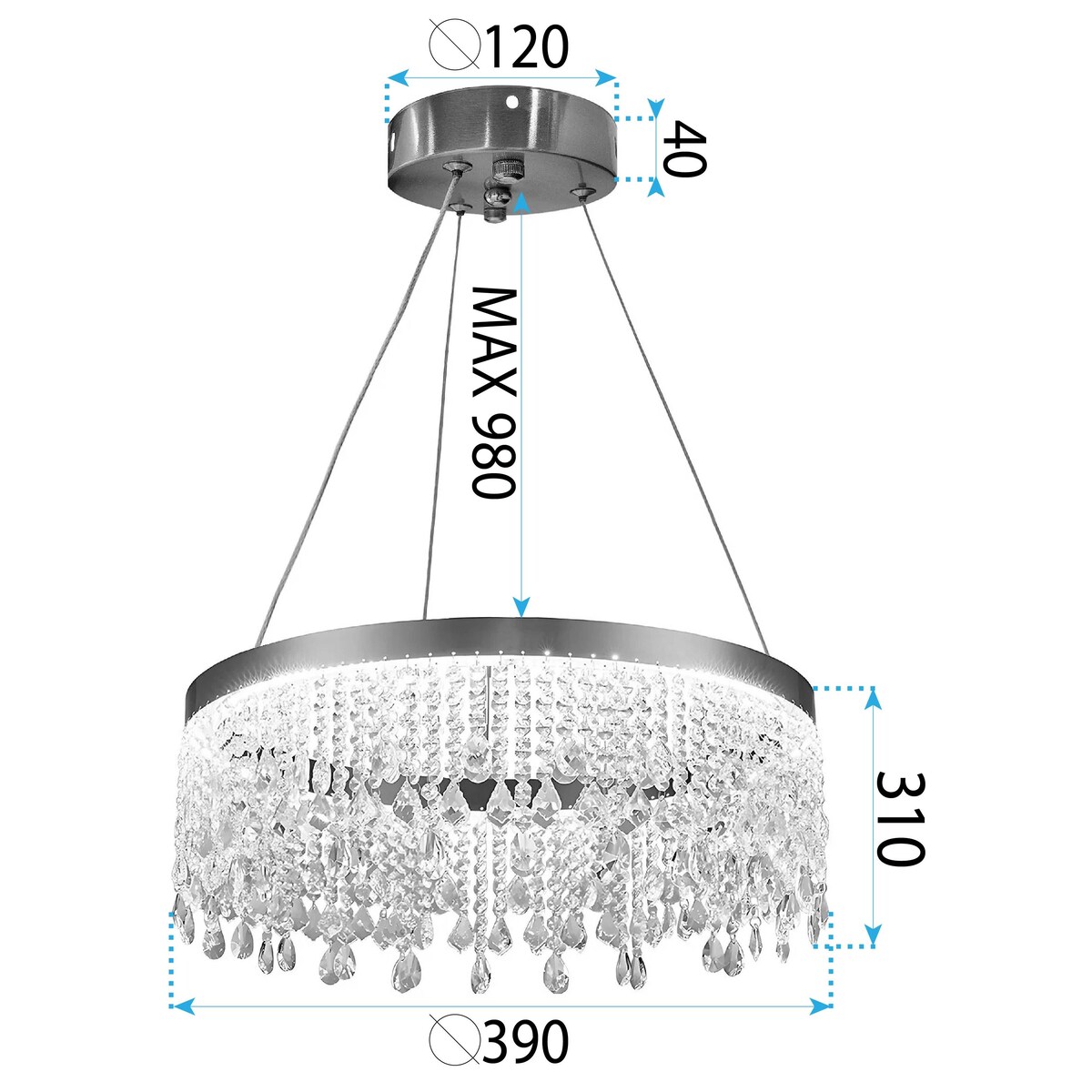 Lampa Sufitowa Wisząca App1730-1Cp 40Cm Led Złoty, Aluminium