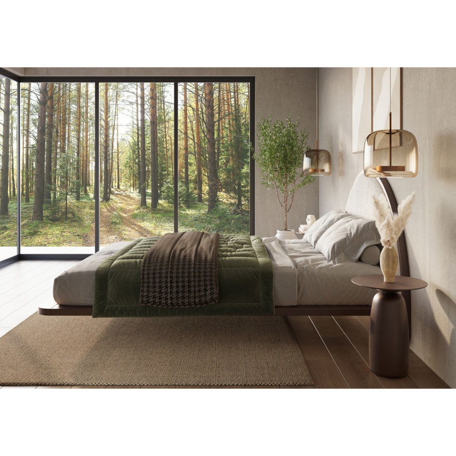 Łóżko lewitujące drewniane bukowe Visby MOMOKO / 160x200 cm, kolor palisander