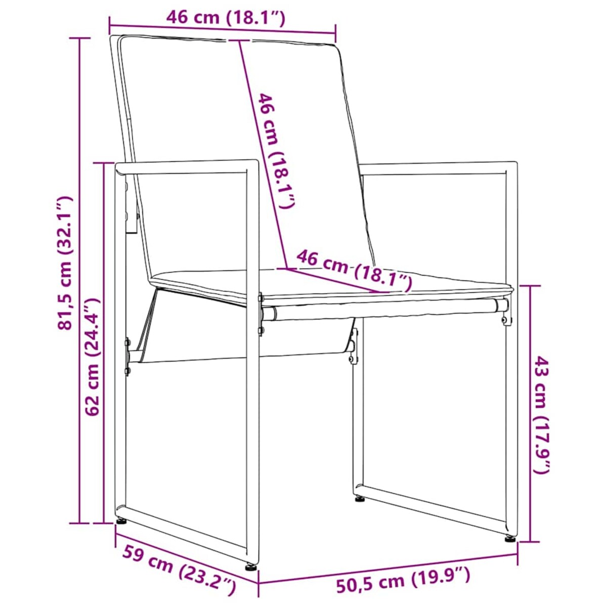 vidaXL Krzesła ogrodowe 4 pcs Czarny i antracytowy 50.5 x 59 x 81.5 cm