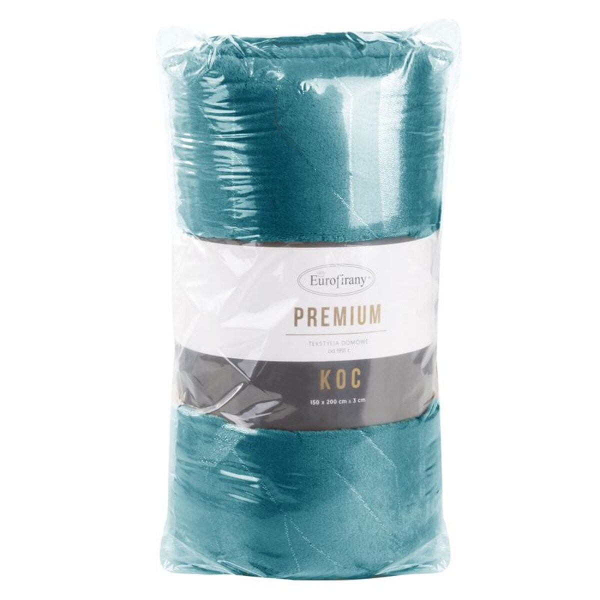 Koc mikrofibra z Nadrukiem 150 x 200 cm Turkusowy Elegancki Pled na Sofę