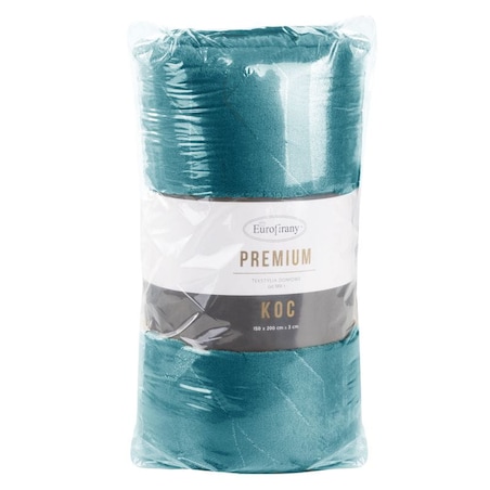 Koc mikrofibra z Nadrukiem 150 x 200 cm Turkusowy Elegancki Pled na Sofę