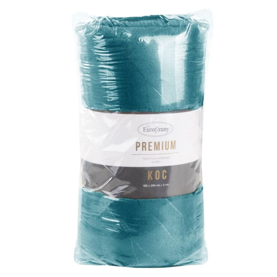 Koc mikrofibra z Nadrukiem 150 x 200 cm Turkusowy Elegancki Pled na Sofę