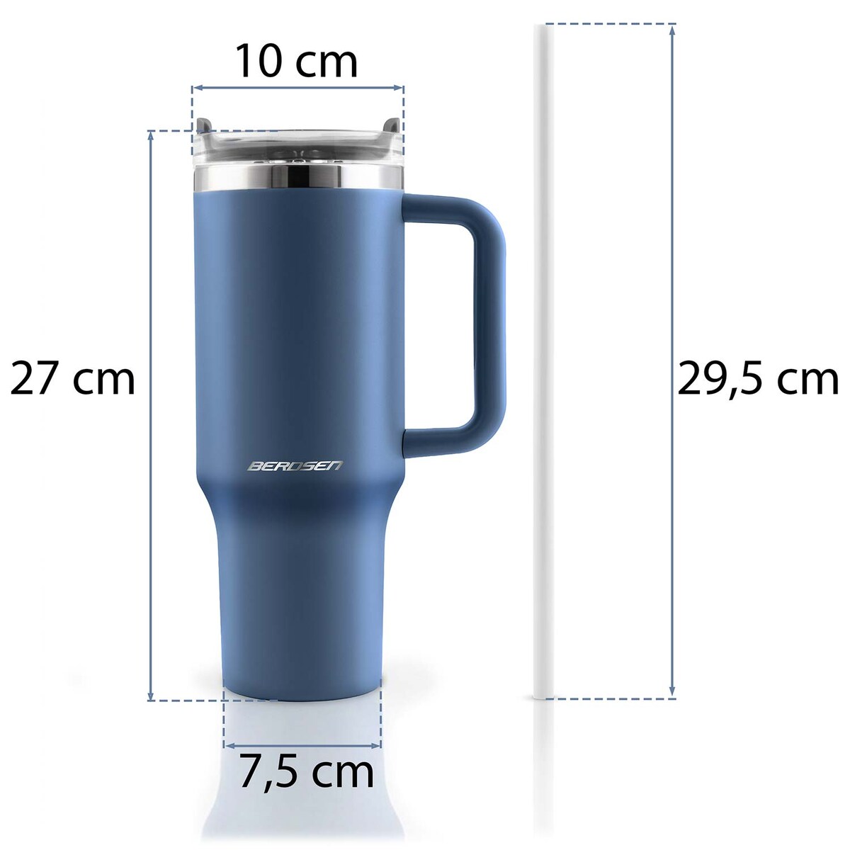 Kubek termiczny Berdsen termos ze słomką 1180ml stal nierdzewna na kawę herbatę