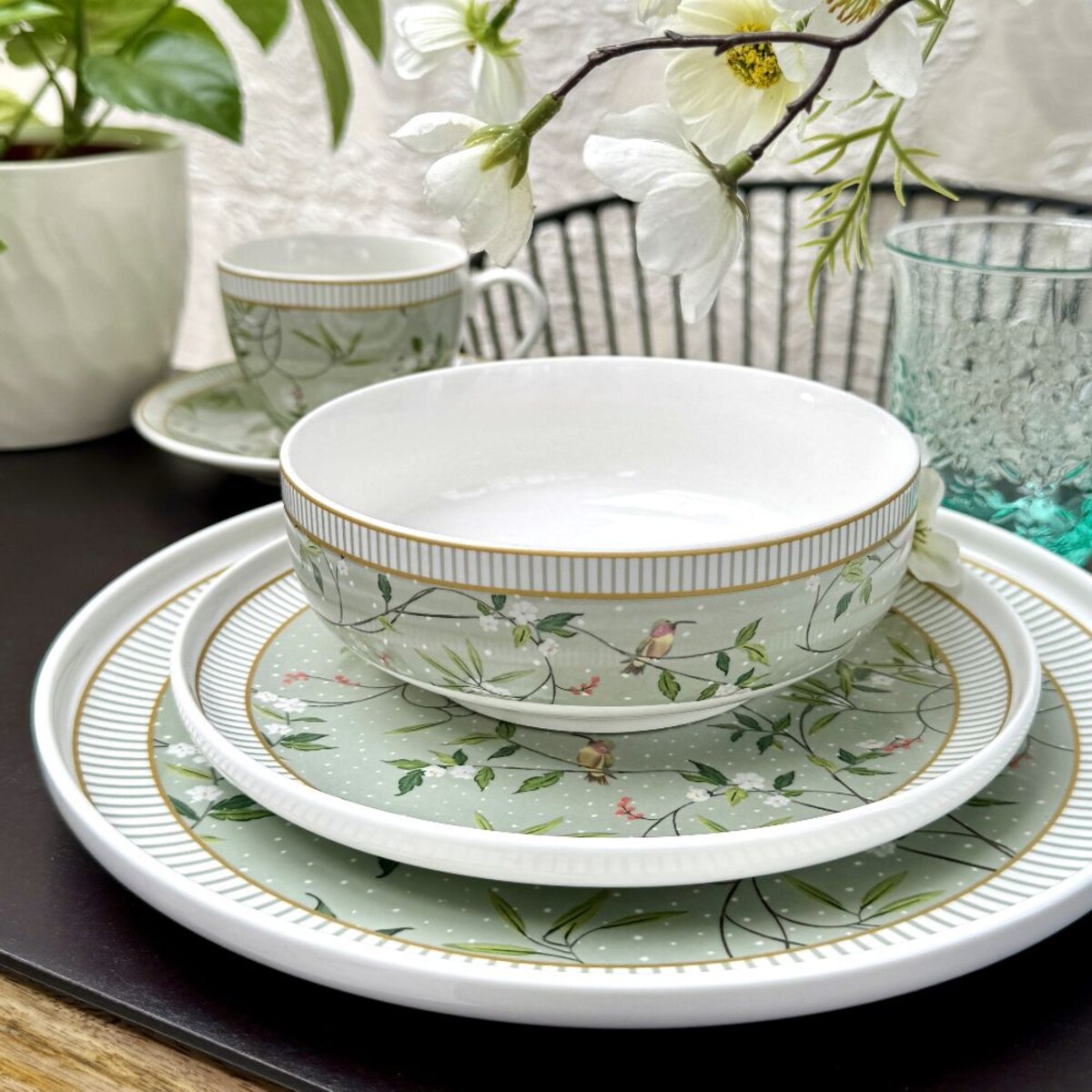 VILLA ITALIA Serwis obiadowy porcelanowy na 6 osób NORIKO GREEN