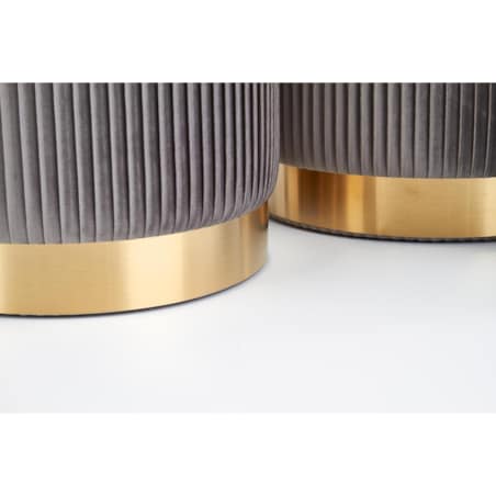 Zestaw 2 PUFY ZE SCHOWKIEM Goltra szare ZŁOTA PODSTAWA