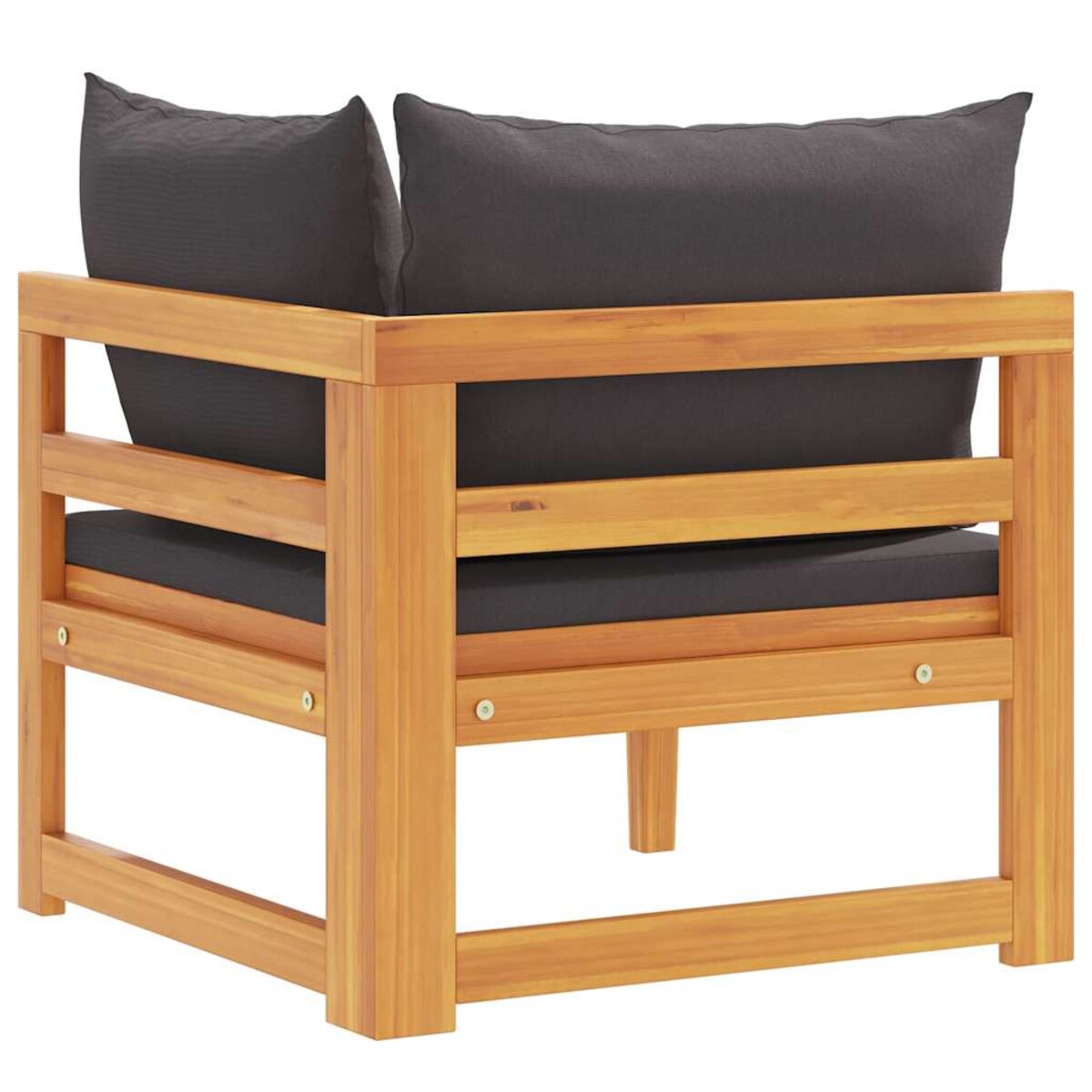 vidaXL Moduł sofy narożnej z ciemnoszarymi poduszkami drewno akacjowe