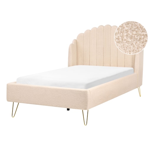 Łóżko Boucle AMBILLOU 120 x 200 cm Beżowy