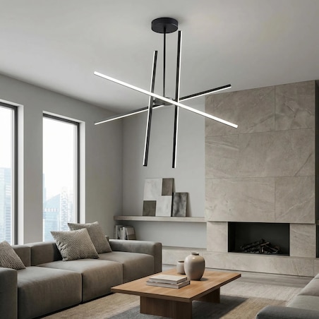 Lampa Sufitowa App1929-Cp Black Led Czarny, Metal, Tworzywo Sztuczne