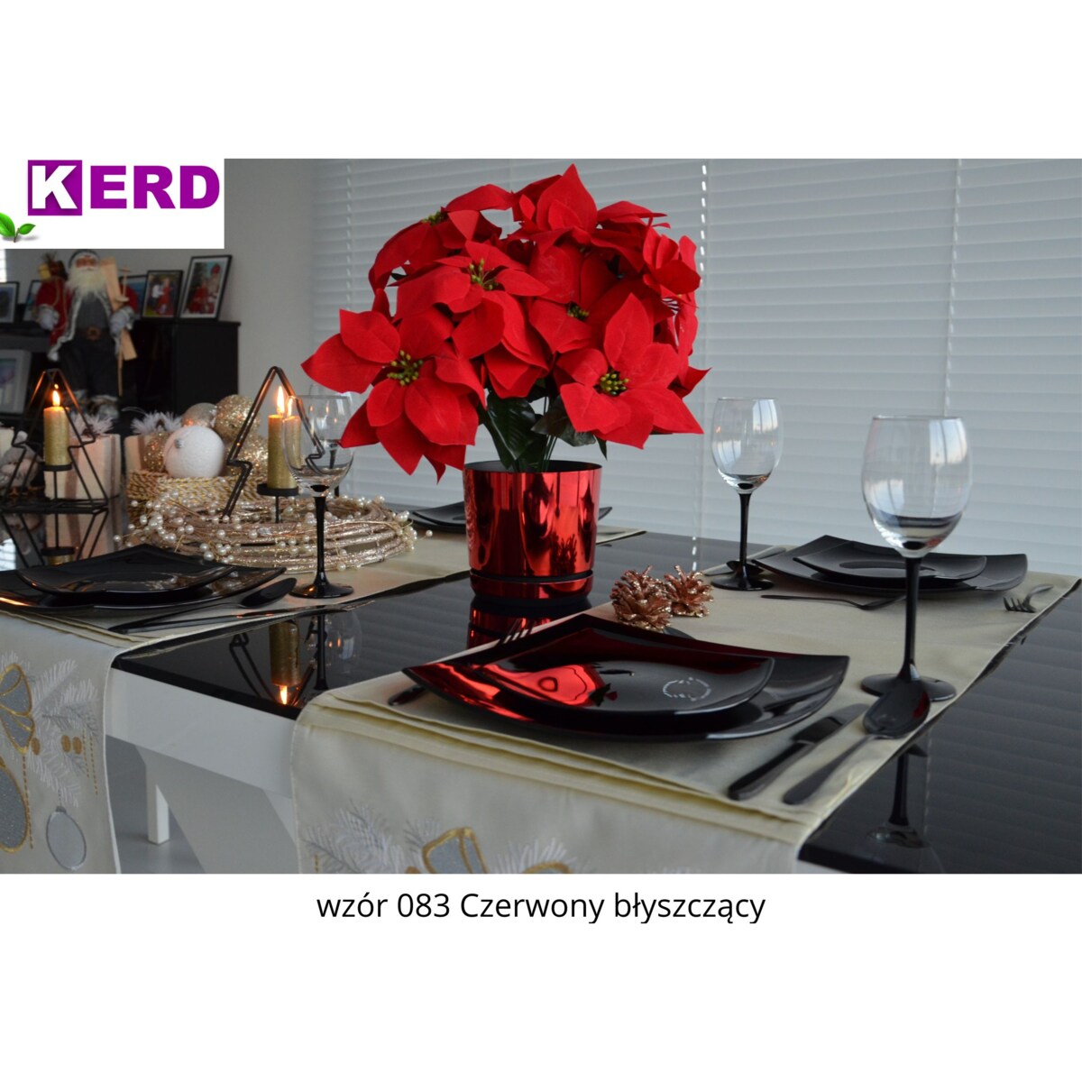 26 cm wzór CZERWONY BŁYSZCZĄCY Doniczka z podstawką wysoki metaliczny połysk elegancka na prezent