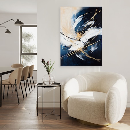 Feeby Obraz do salonu loftu biura, Abstrakcja niebieski beżowy 60x90