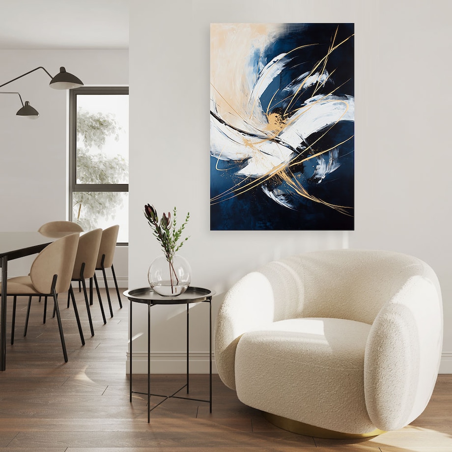 Feeby Obraz do salonu loftu biura, Abstrakcja niebieski beżowy 60x90