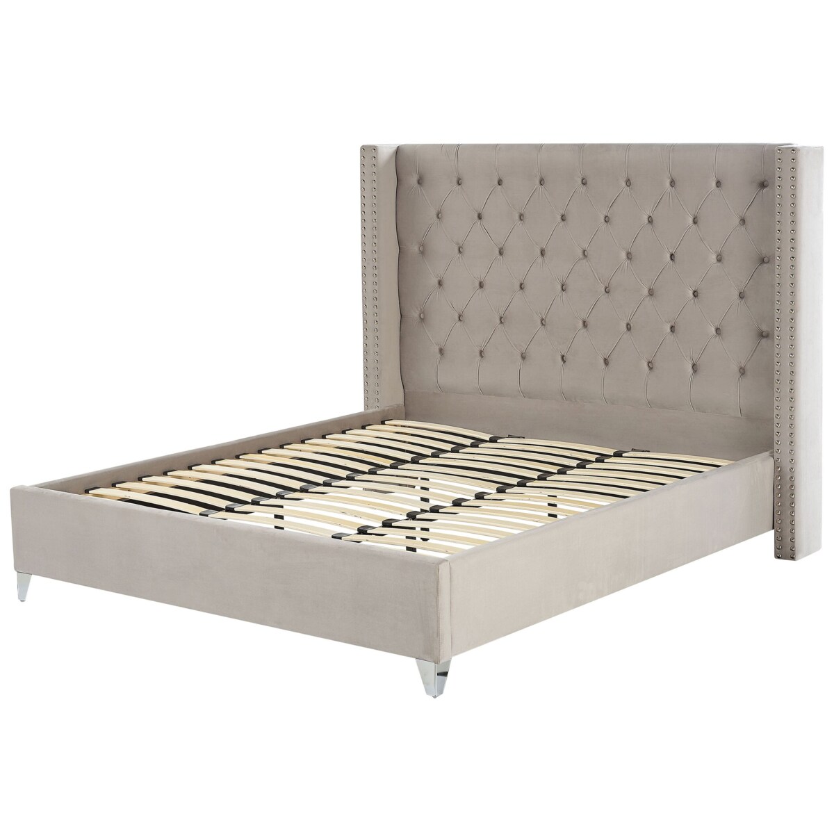 Łóżko welurowe 180 x 200 cm jasnoszare LUBBON