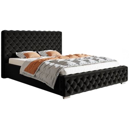 Łóżko sypialniane w stylu glamour z pojemnikiem 180x200 BEN 12- czarne