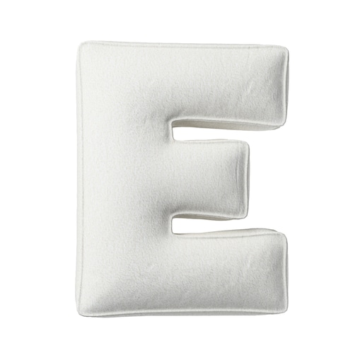 Poduszka literka E, biały, 30x40cm, Boucle