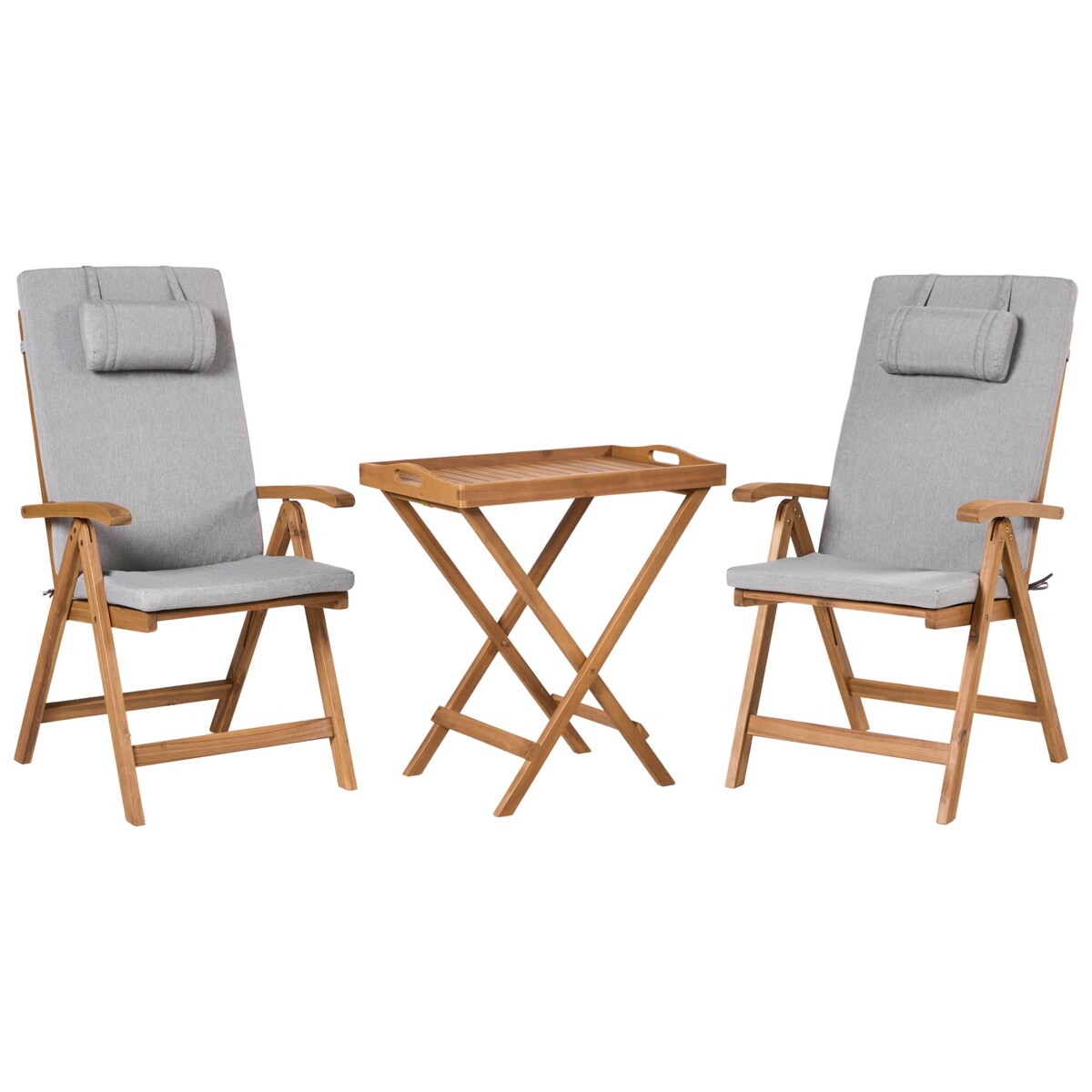 Zestaw mebli balkonowych JAVA PREMIUIM Drewno akacjowe Szary