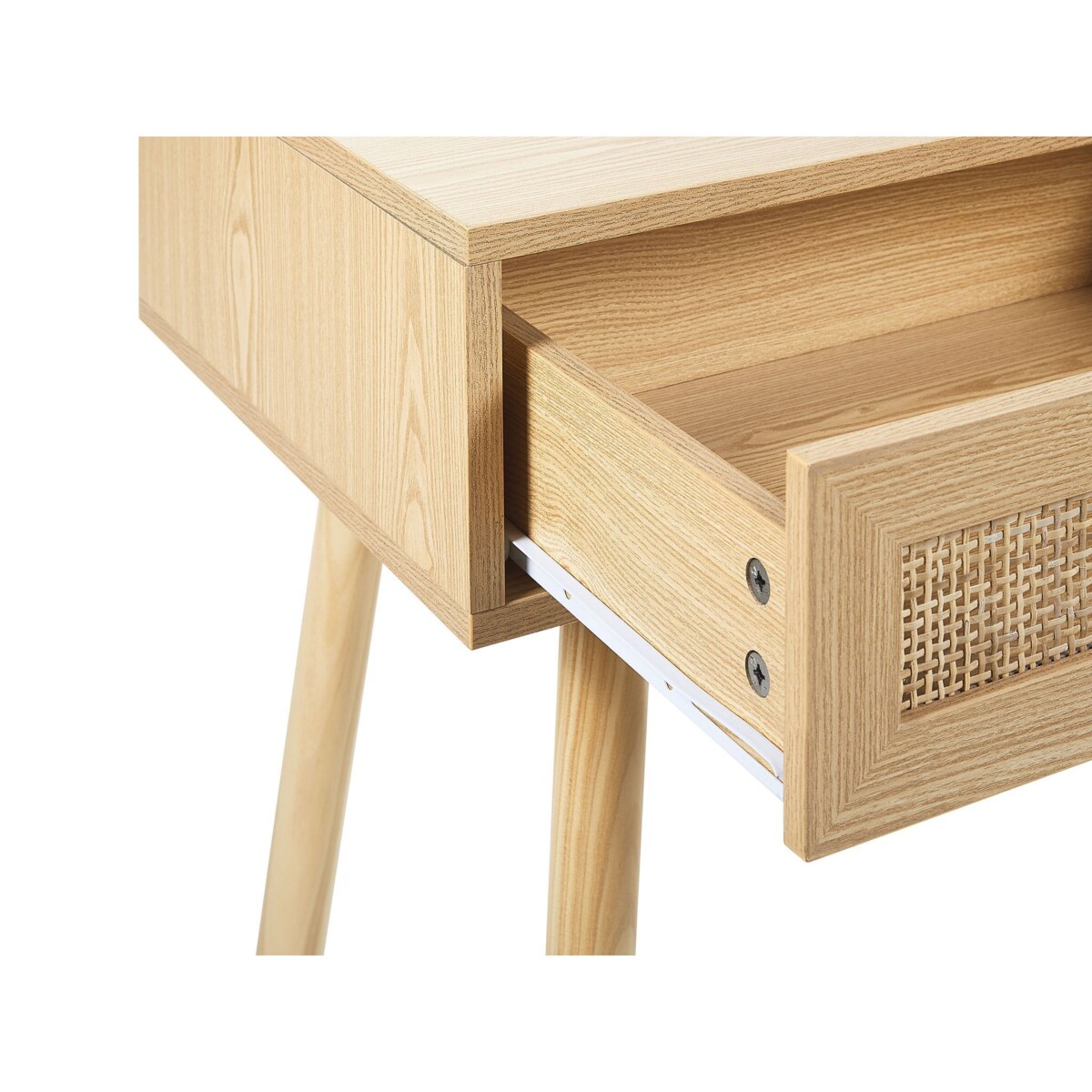Konsola 2 szuflady fronty rattanowe jasne drewno ODELL