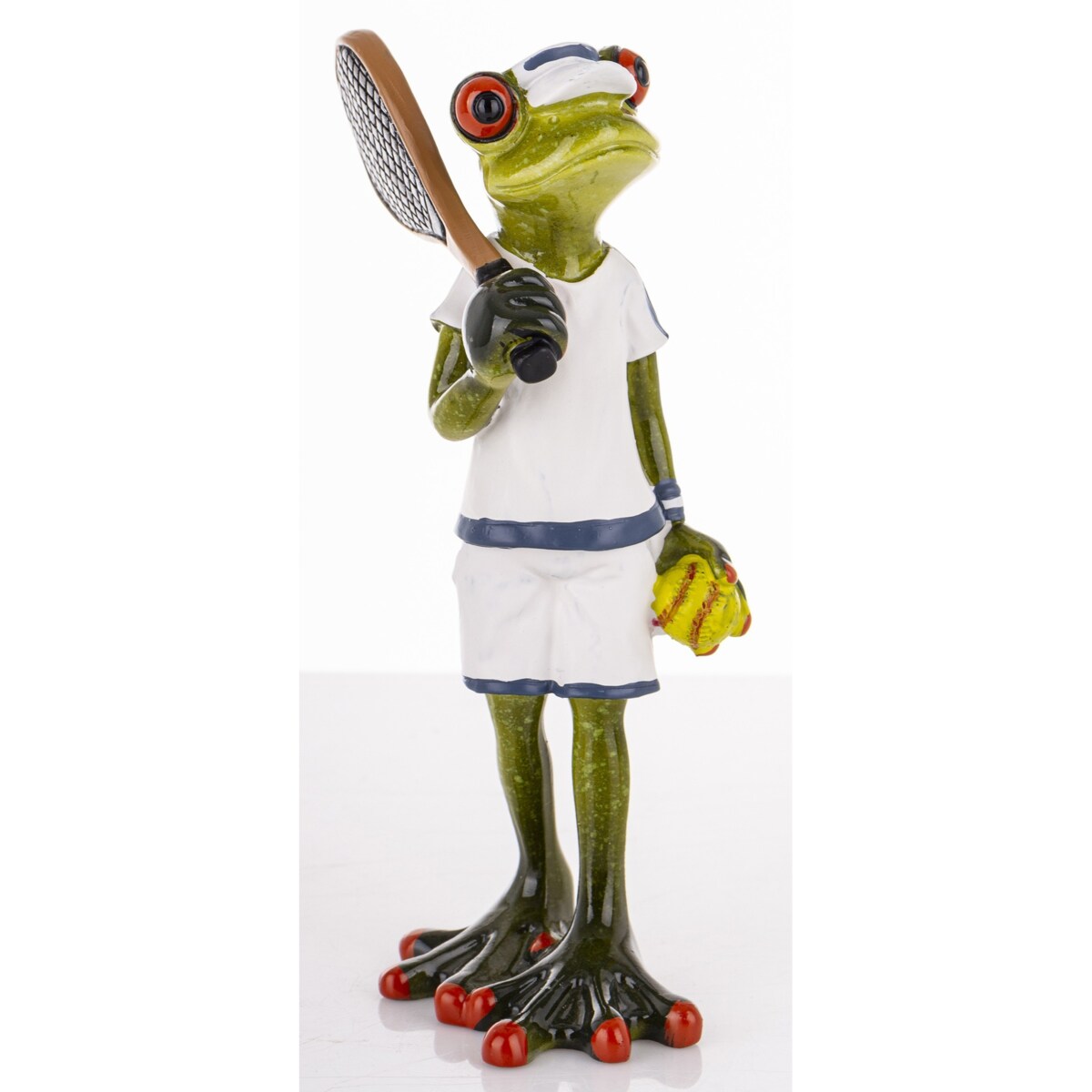 Figurka - żabka 17x7,5x8,5 cm FROGG-2 tenisistka w białym stroju