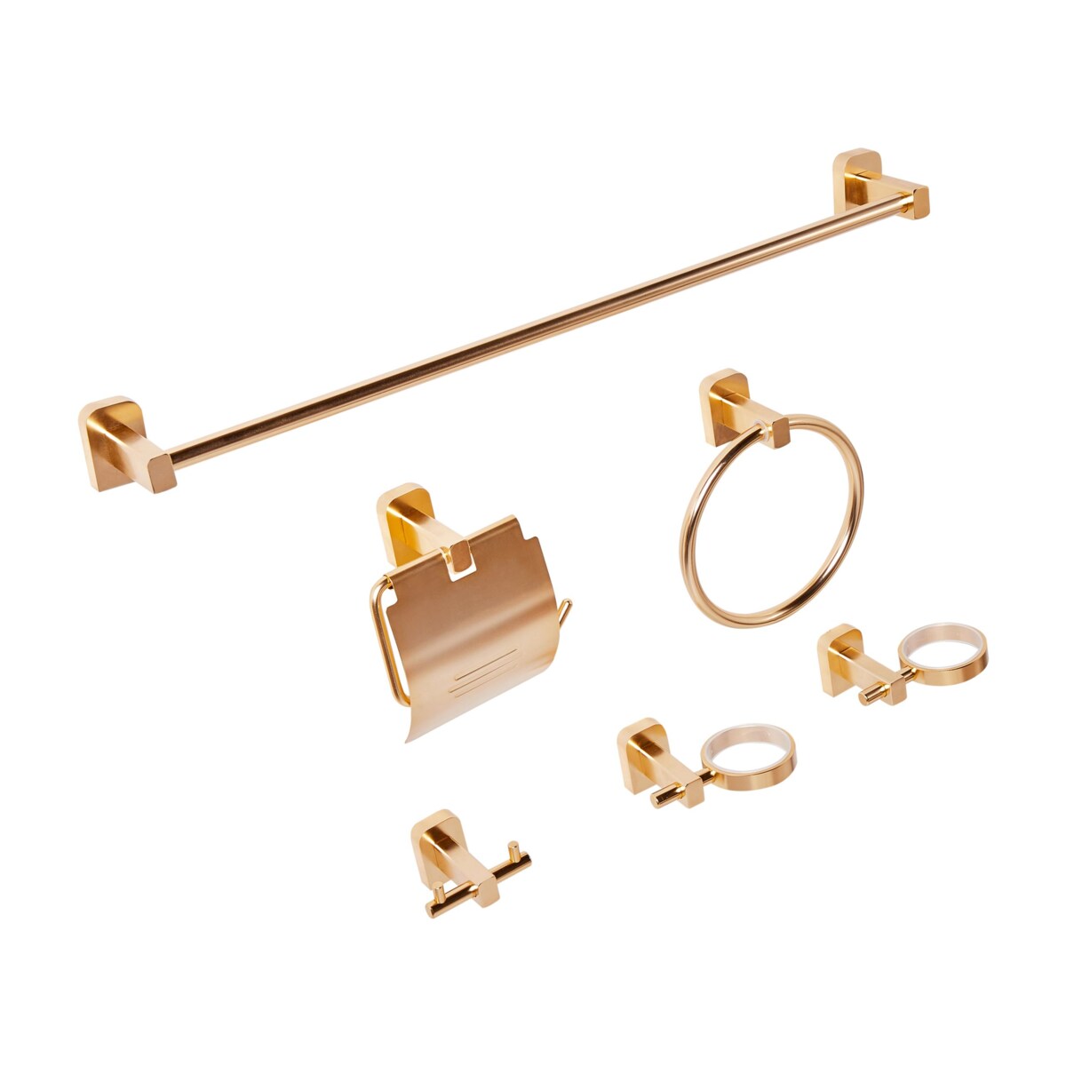 Zestaw akcesoriów toaletowych 6 elementów POCONE Z uchwytami i haczykami na ręczniki Złoty