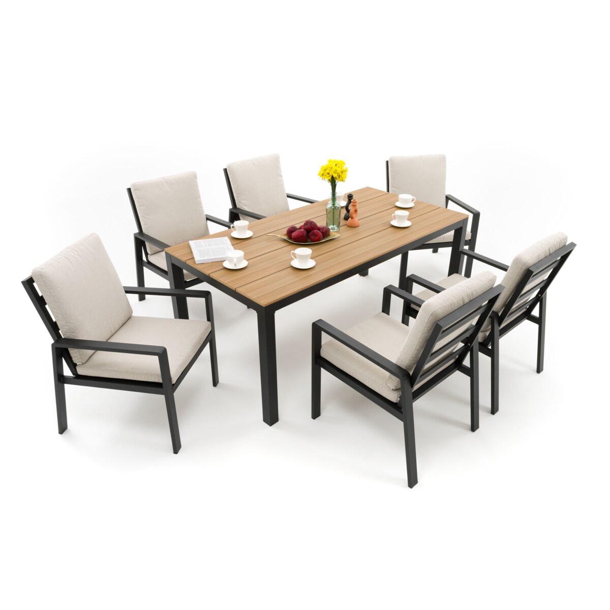 Zestaw mebli ogrodowych aluminiowe nowoczesne ATOL grafitowo beżowe