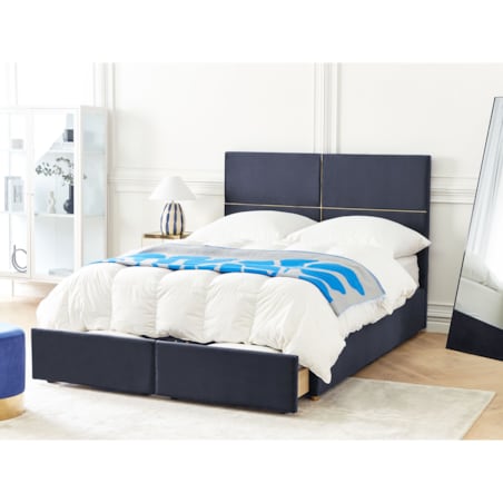 Łóżko welurowe z pojemnikiem 140 x 200 cm czarne VERNOYES