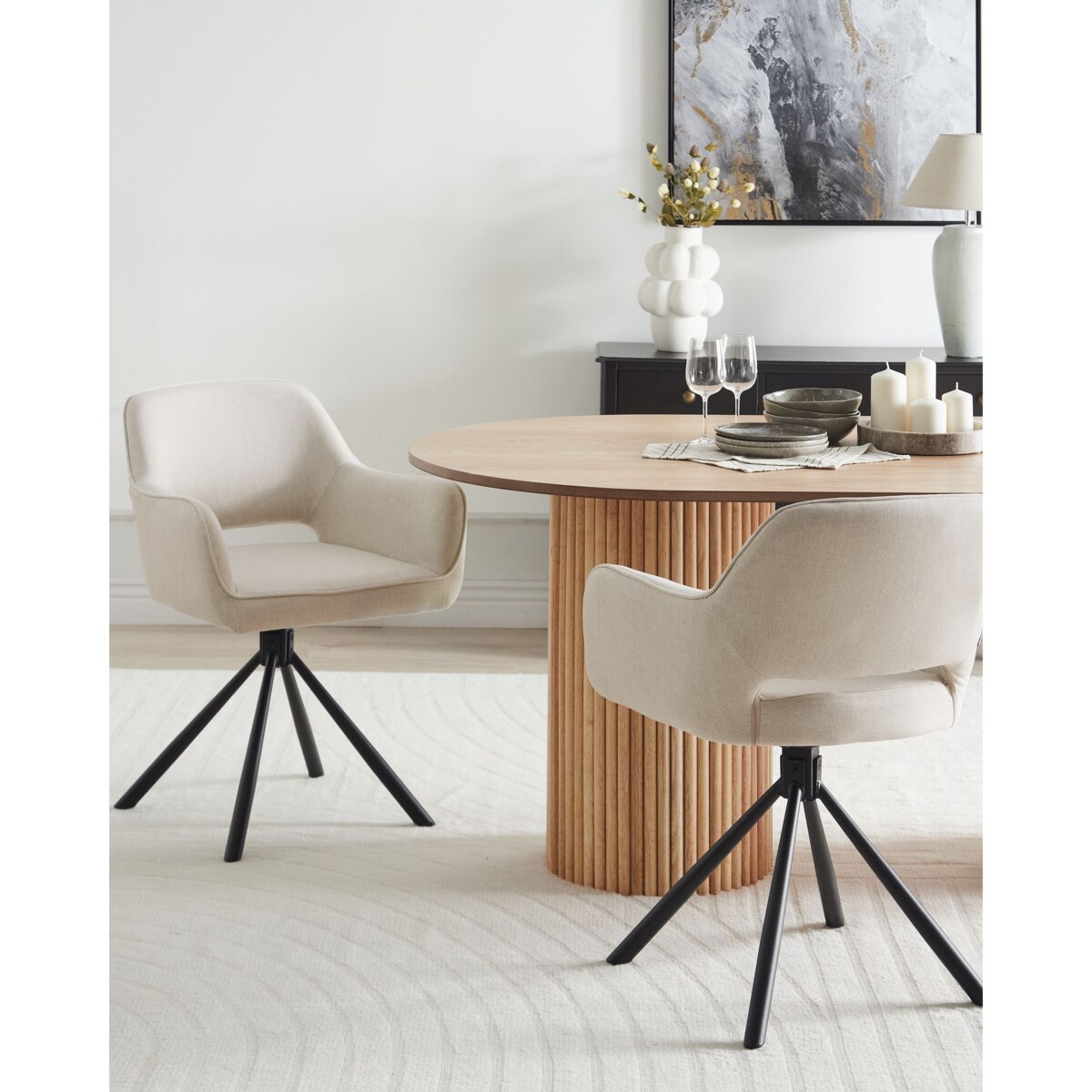 Zestaw 2 krzeseł do jadalni LOURES Tkanina Jasnobeżowy