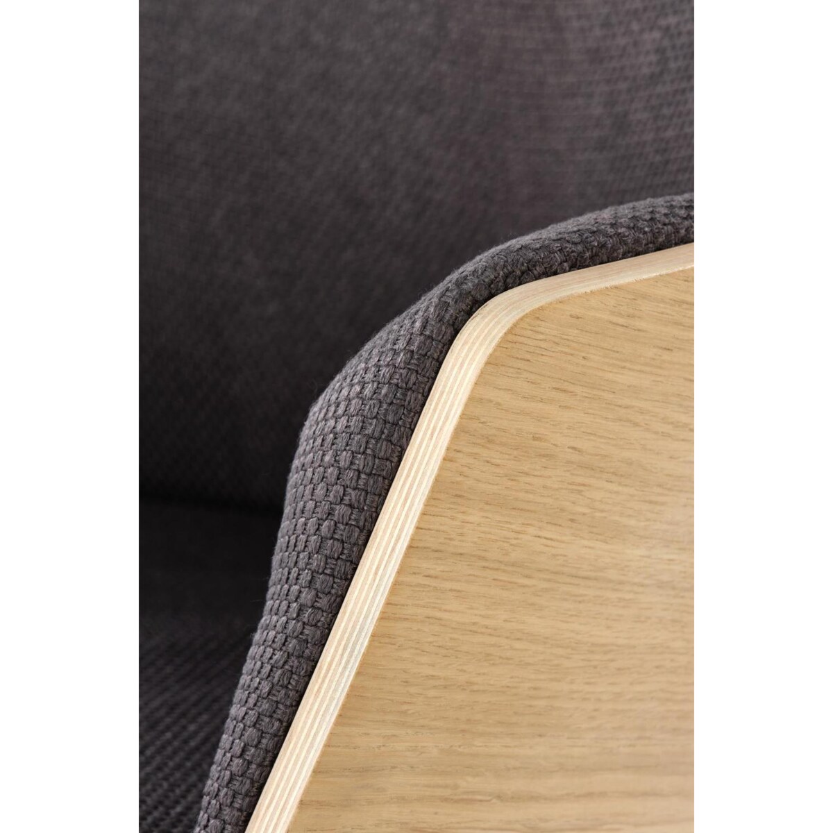 FOTEL TAPICEROWANY Calderon szary OKLEINA DĄB czarne płozy