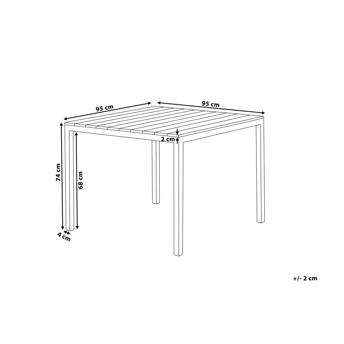 Stół ogrodowy szary 95 x 95 cm PRATO