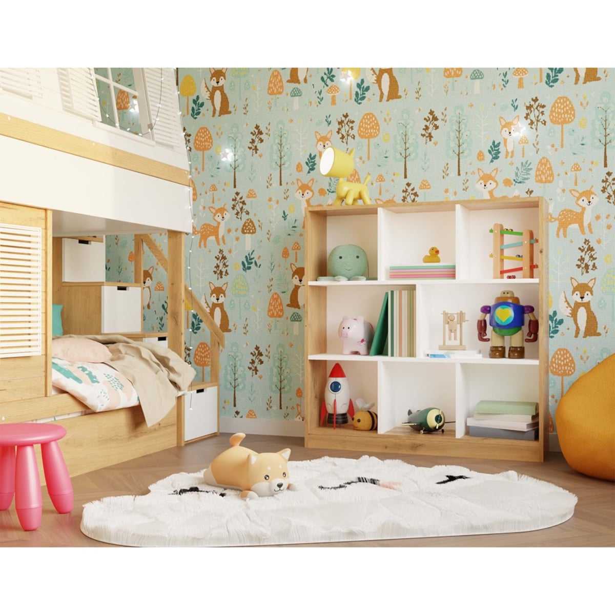 Regał Fiesta 8P DĄB ARTISAN BIEL