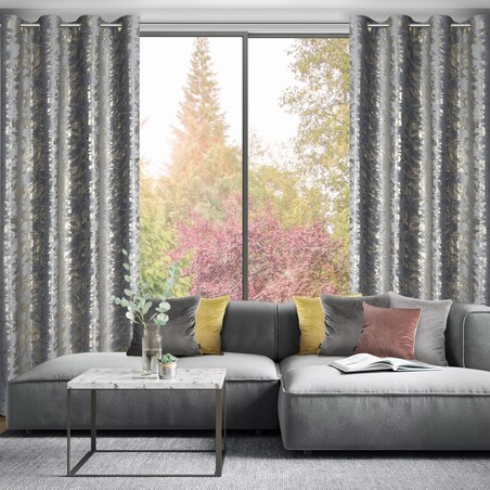 Zasłona Welwetowa 140x250 DORIS grafit+złoty Eurofirany Z Nadrukiem Gotowa