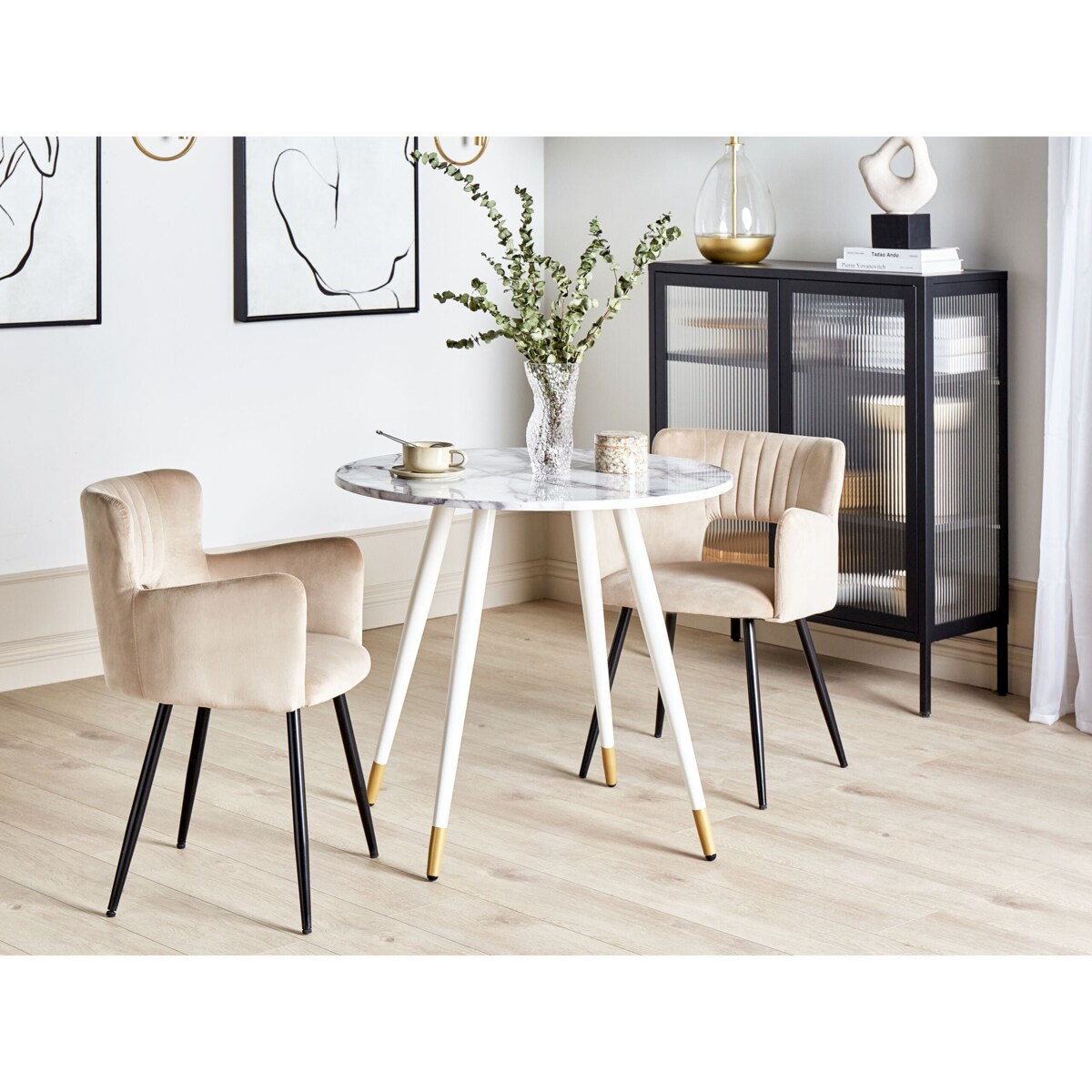 Stół do jadalni GUTIERE Biały marmur 80 cm 80 cm