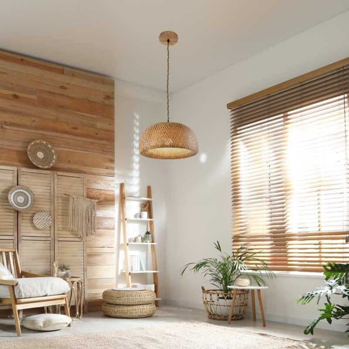 Bambusowa lampa zwis Boho ABR-NLW36-BH-E27 Abruzzo pleciona japandi brązowa