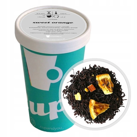 Herbata czarna SWEET ORANGE ćwiartki pomarańczy skórka pomarańczy 120g - herbata liściasta sypana mieszanka napar susz