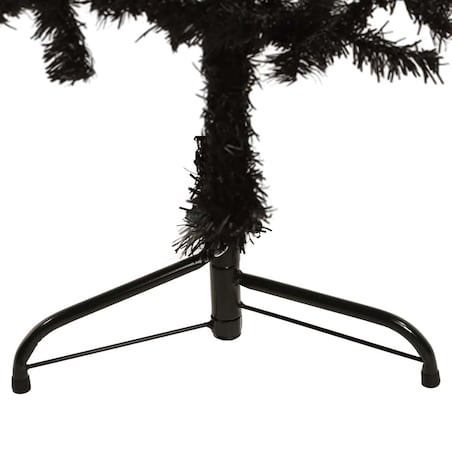 vidaXL Smukła choinka połówka ze stojakiem, sztuczna, czarna, 120 cm