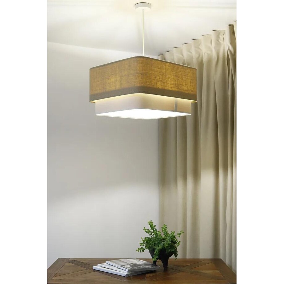 Lampa wisząca KWADRO DUO 001 51x47cm jutowa/kremowa