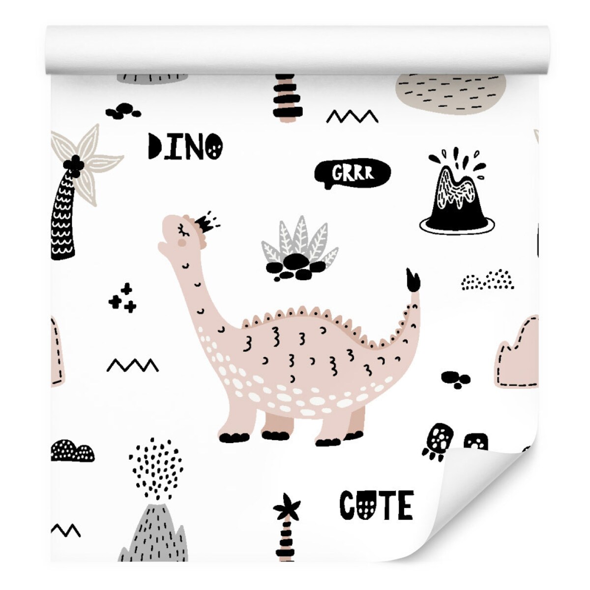 Tapeta Ścienna Dla Dzieci Dinozaury Wulkany Bajka Styl Skandynawski