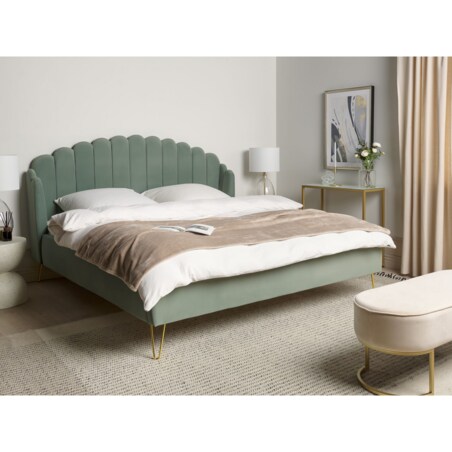 Łóżko welurowe 180 x 200 cm zielone AMBILLOU