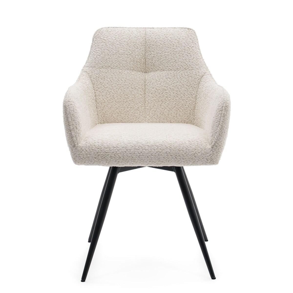 Krzesło tapicerowane obrotowe boucle do salonu QUATTRO kremowe