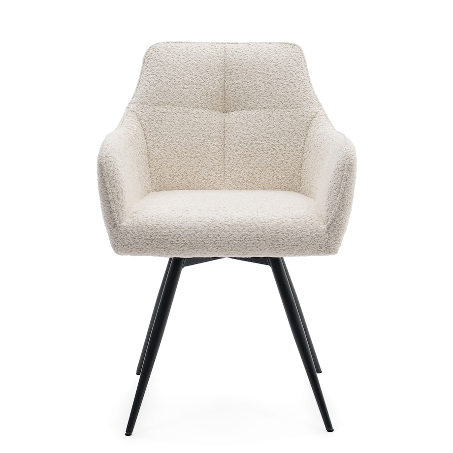 Krzesło tapicerowane obrotowe boucle do salonu QUATTRO kremowe