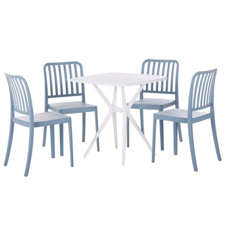 Zestaw ogrodowy stół i 4 krzesła niebieski z białym SERSALE