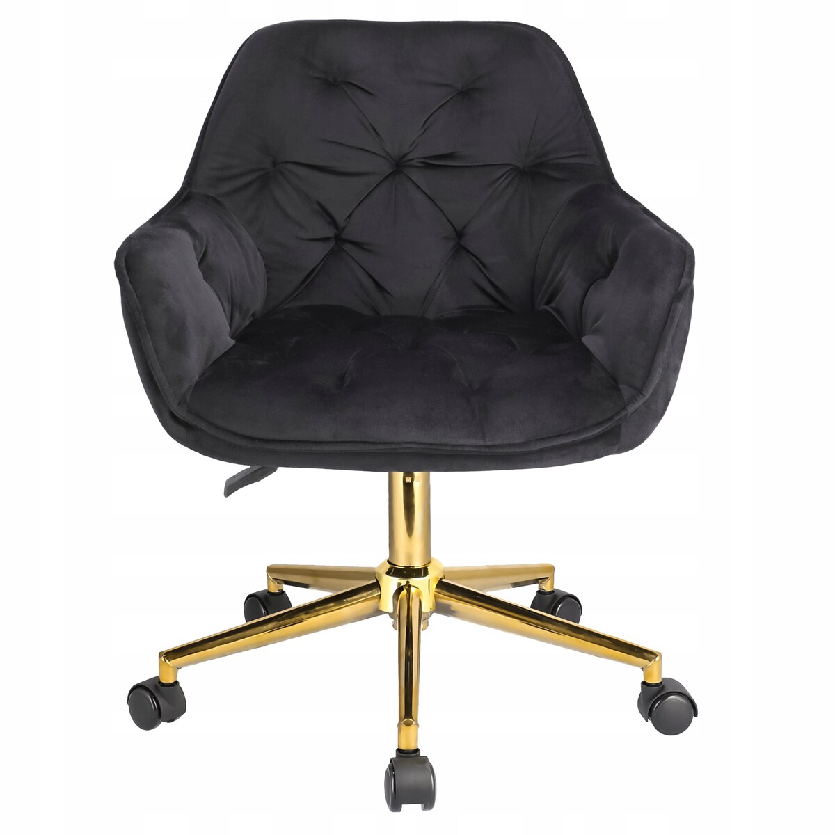 Fotel obrotowy welurowy LARGO czarny na złotej stopie