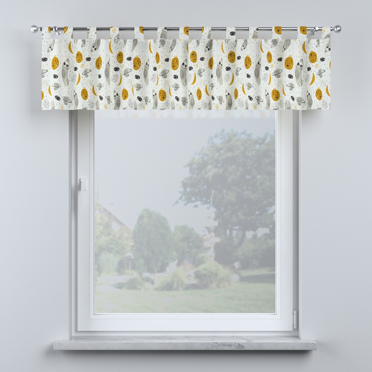 Lambrekin na szelkach 260x40 biało-szara