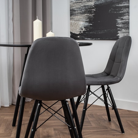 Krzesło skandynawskie tapicerowane szare nowoczesne welurowe pikowane