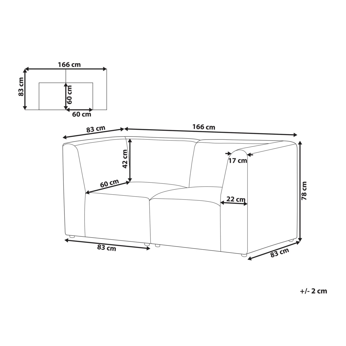 Sofa modułowa 2-osobowa sztruksowa ciemnozielona LEMVIG
