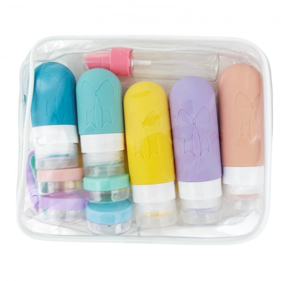 Zestaw silikonowych pojemniczków, buteleczek, słoiczków podróżnych 14w1 KS143