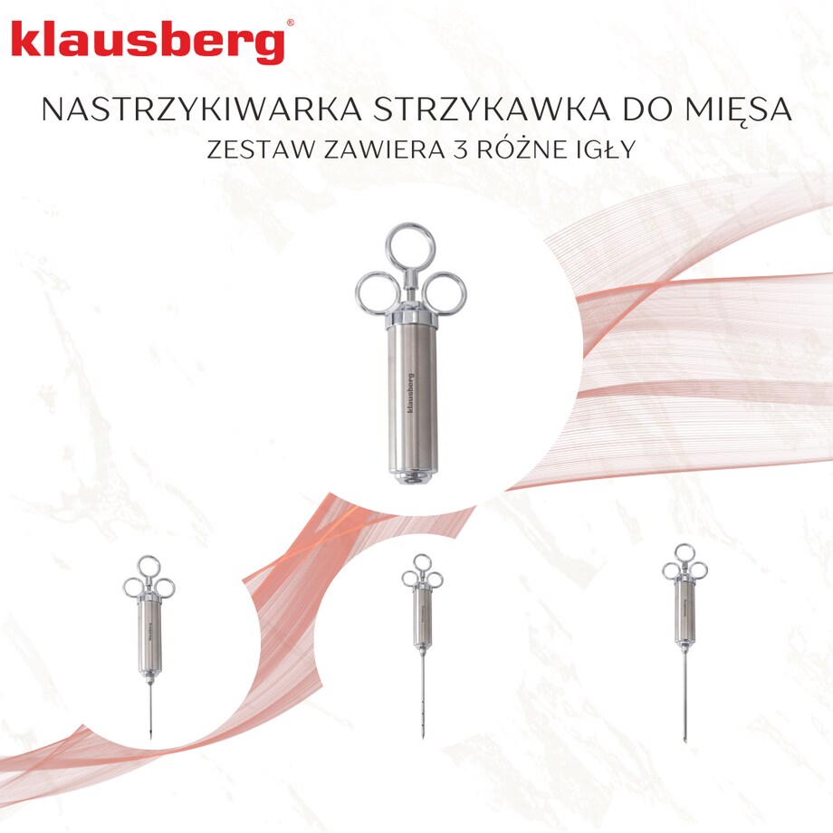 Strzykawka do marynowania peklowania mięsa mięs 60ml stalowa KLAUSBERG
