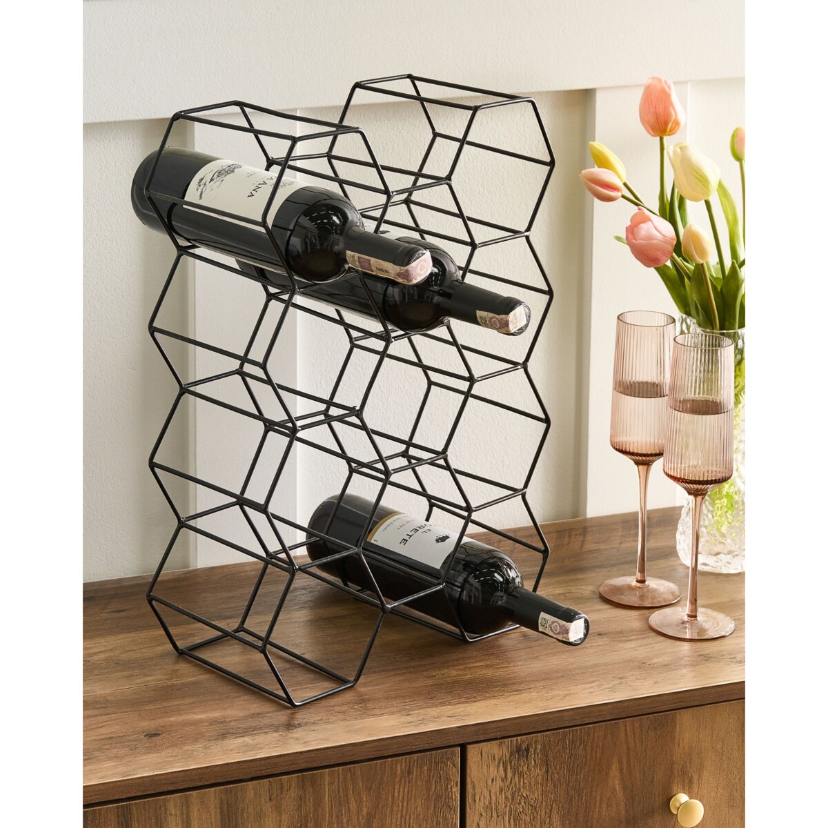 Stojak na wino TRALEE Czarny